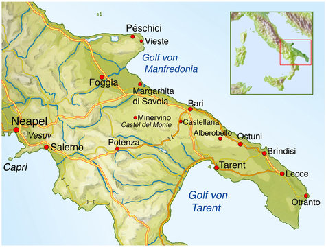 Landkarte von Apulien