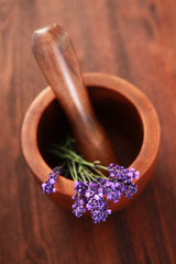 lavender with mortar and pestle