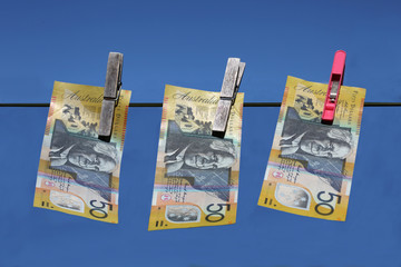 Fototapeta na wymiar Money Laundering - Australian $50 notes.