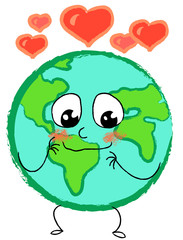 Icona di terra innamorata con cuori