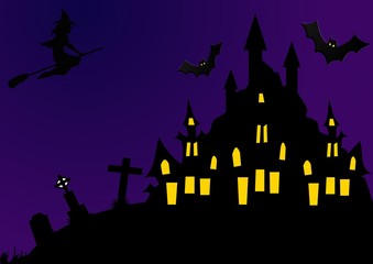 Paesaggio di Halloween blu