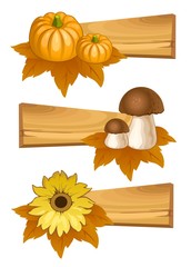 Set of wooden sign. Autumn banners
