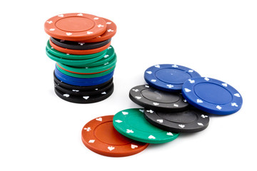 Poker Chips with white background
