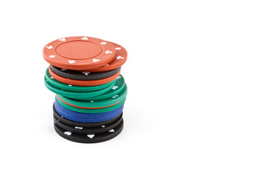 Pile of Poker Chips on White Background