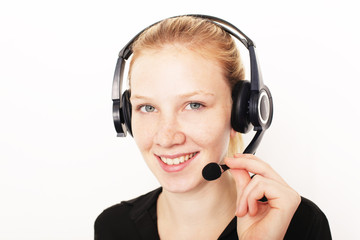 Fototapeta premium Frau Headset
