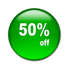 Boton brillante texto 50% off