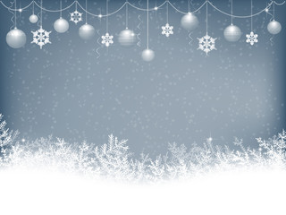 winter background with Christmas baubles