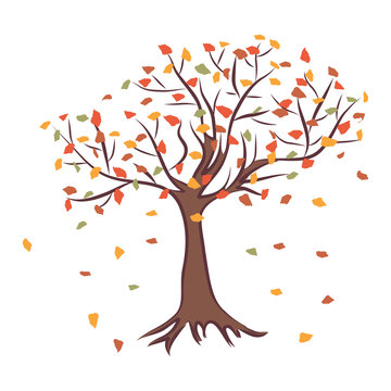 Autumn tree. Vector illustration.