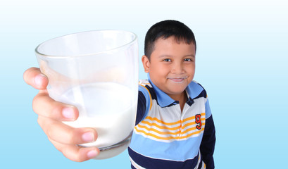 A boy with milk mustache