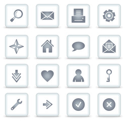 Basic vector web icons, white square buttons