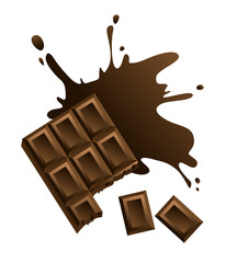 Chocolate bar on white background.