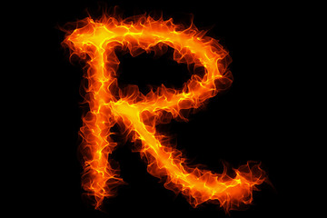 Fire letter R graffiti