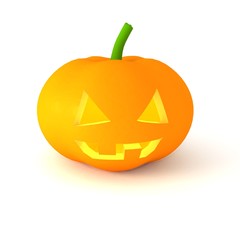 Halloween's orange pumpkin over white