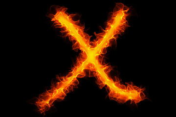Fire letter X graffiti