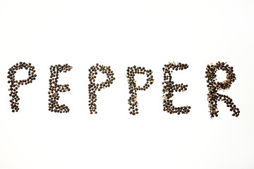 Pepper inscription over white background