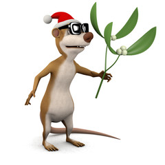 3d Ratty holds the mistletoe