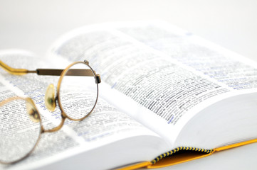 Brille und Wörterbuch / Buch