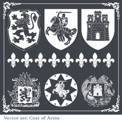 Silhouettes of heraldic lions vector background