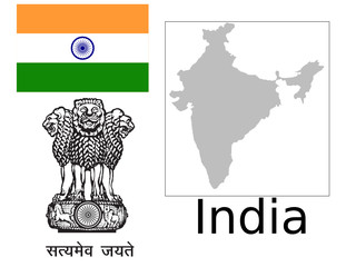 India flag national emblem map