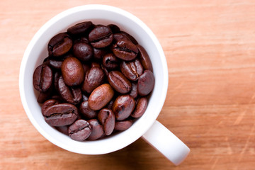 cup full of coffee beans