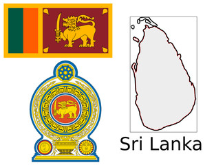 Sri Lanka flag national emblem map