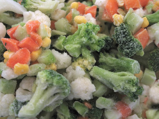 Frozen vegetables in macro close up