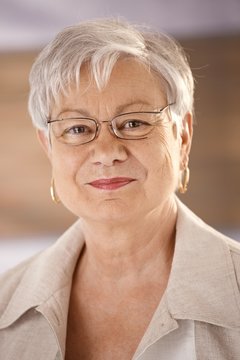 Portrait of senior woman wearing glasses