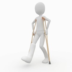 3d man with crutches