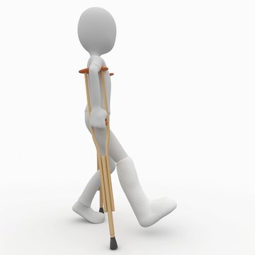 recommend clip art: 3d man with crutches