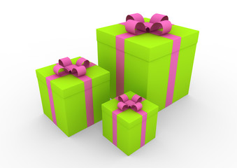3D geschenk box grün pinke schleife