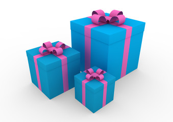 3D geschenk boxen 3 blau rosa pink