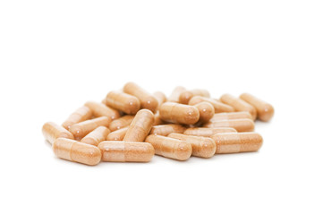 Heap of pills  isolated on white background