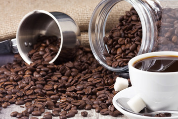 coffee, pot and jar