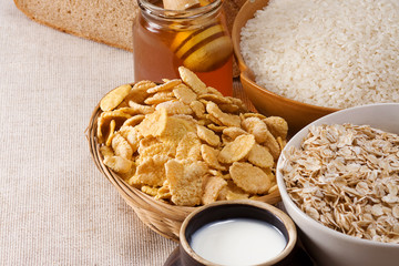 healthy food on sacking