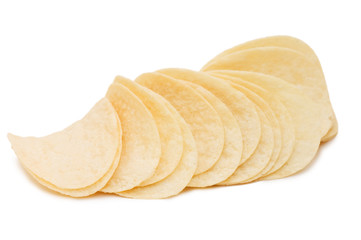 Potato chips isolated on white background