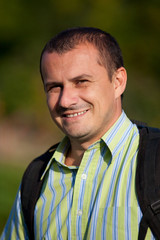 Casual dressed young man outdoor