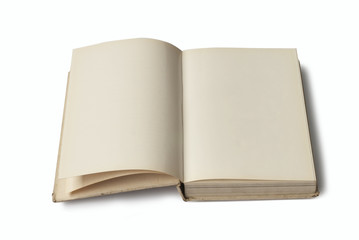 opened old book untitled isolated on white