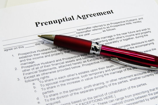 a prenuptial marriage contract and pen
