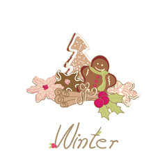 winter card with cookies
