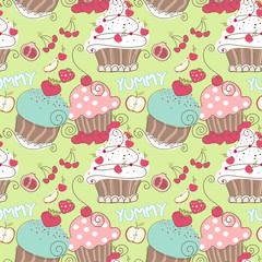 cupcake seamless pattern