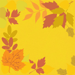 Naklejka na ściany i meble yellow background with leaves
