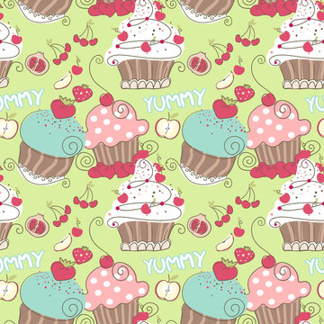 Cupcake Seamless Pattern