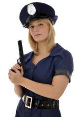 Polizistin mit Pistole