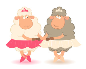 Cartoon funny sheep - ballet dancer.