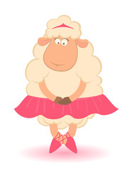 Fototapeta premium Cartoon funny sheep - ballet dancer.