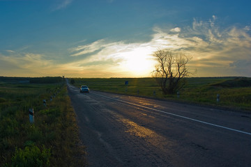 The way home at sunset