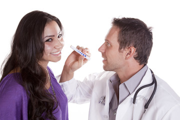 Doctor checking pupils