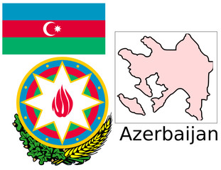 Azerbaijan flag national emblem map