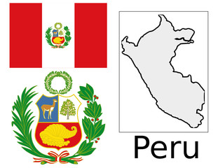 Peru flag national emblem map