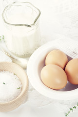 Milk, eggs and salt